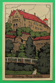 AK Nürnberg / 1910-20 / Litho / Burg Südseite / Künstler Steinzeichnung Stein-Zeichnung / Monogramm L